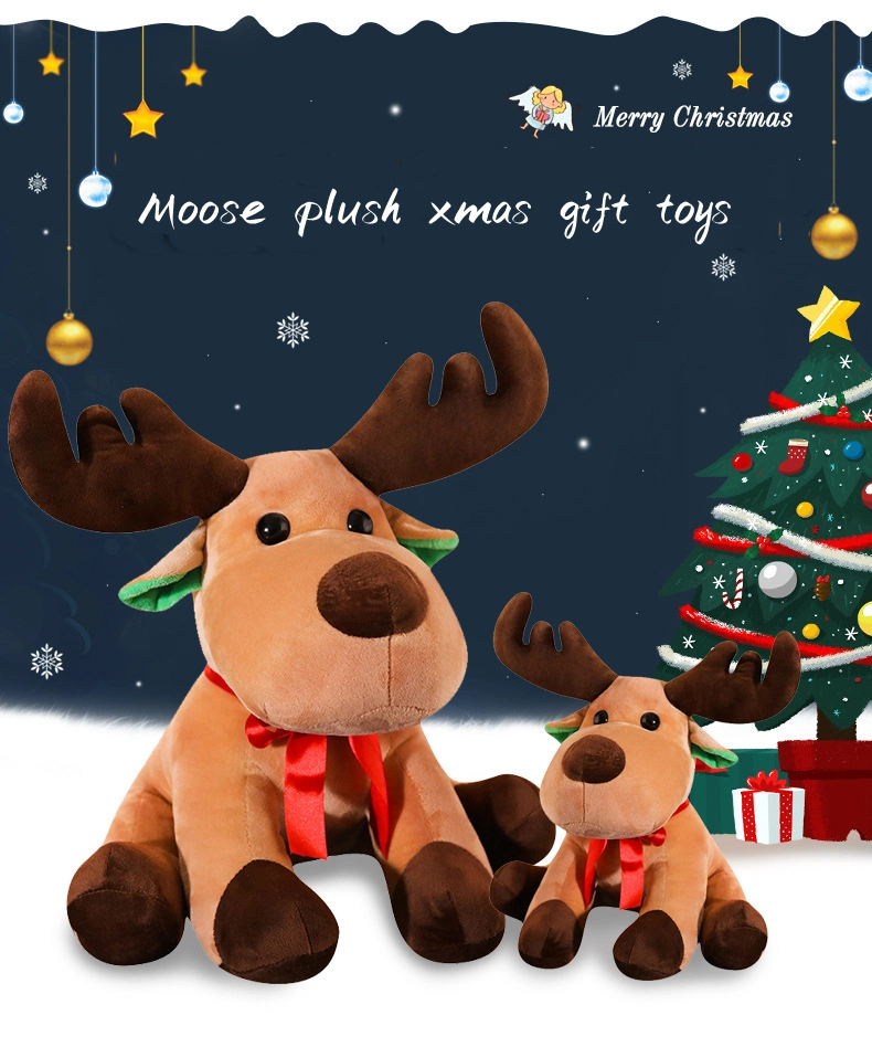 Christmas Sitting Animal Moose Stuffed Plush Children Gift Toys