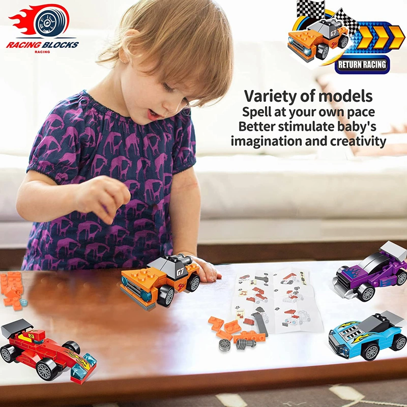12 PCS Pack Filled Easter Egg Gift with Pull Back Car Easter Basket Stuffers Gift Plastic Mini Building Block Cars Capsule Toy