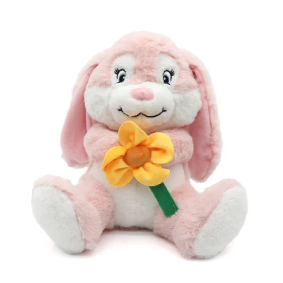 Presentes para o dia de páscoa lindos desenhos animados de orelhas compridas coelho macio brinquedos de pelúcia rosa coelho de pelúcia para crianças