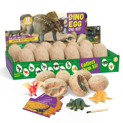 12 PÇS Ovos de Dinossauro Dino Ovo Dig Kit Brinquedo Ovo de Páscoa Ferramentas de Escavação Ciência Educacional Haste Fóssil Arqueologia Brinquedos Conjunto Presente