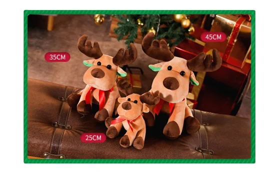 Brinquedos de pelúcia de pelúcia para crianças de animais sentados de Natal Alce