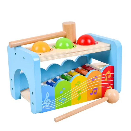 Musical infantil xilofone de madeira para brinquedos educativos montessori para bebês, multifuncional 2 em 1, instrumento de música