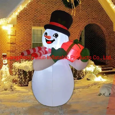 Preço de fábrica boneco de neve inflável de 5 pés de altura com caixa de presente decoração inflável