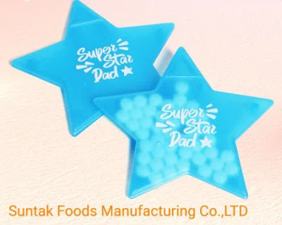 Cartão de plástico em forma de estrela Projeto de promoção de presentes para festivais de menta